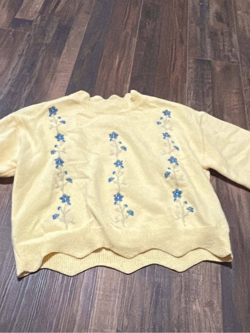 Yellow Floral Embroidered Women's Sweater